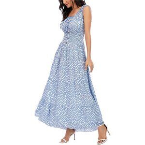 New Women's 2024 Summer Boho Floral Print Tiered Casual Flowy Long Maxi Dress